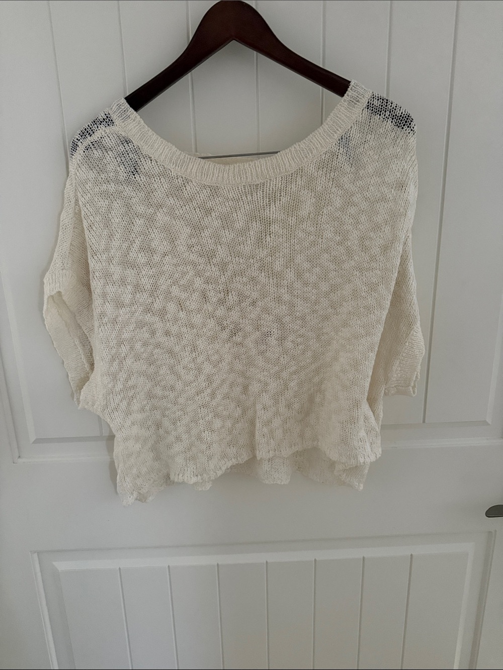 BB Dakota Cream Open-Weave Scoop Neck Sweater